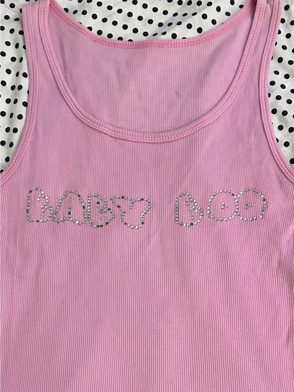Y2K Baby Boo pink rhinestone tank